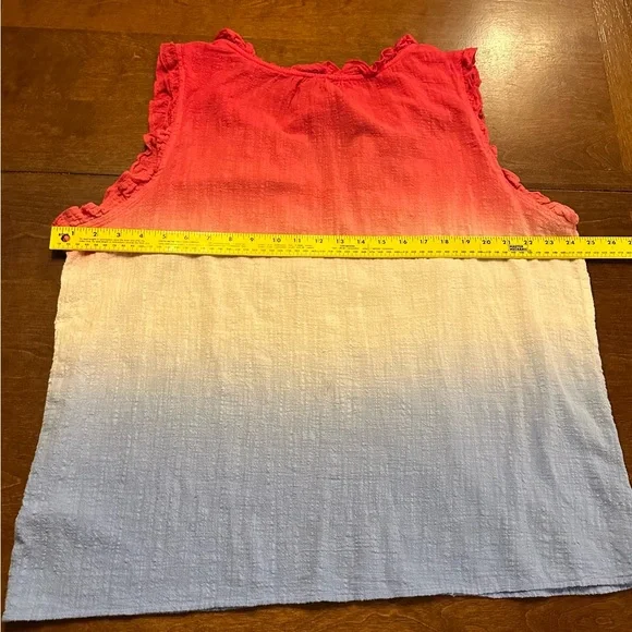 Feeling Festive Red, White and Blue Ombre Ruffle Top - Picture 3 of 7